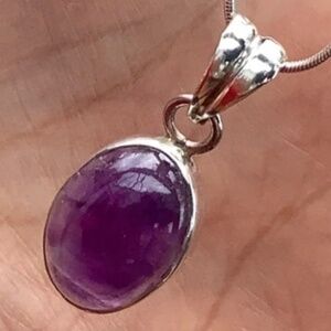 Vintage Reversible Cabochon Moonstone and Amethyst Sterling Silver  Necklace